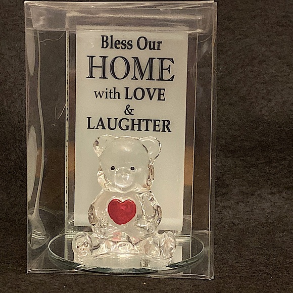 Unbranded Other - Bless Our Home Crystal Clear Bear with Heart Inspiration Figurine.
